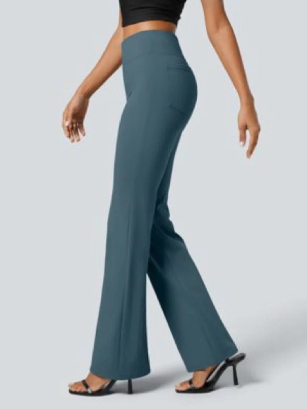 HALARA High-Waist Flared Pants in Slate Blue XS Tall *free Halara Scrunchie